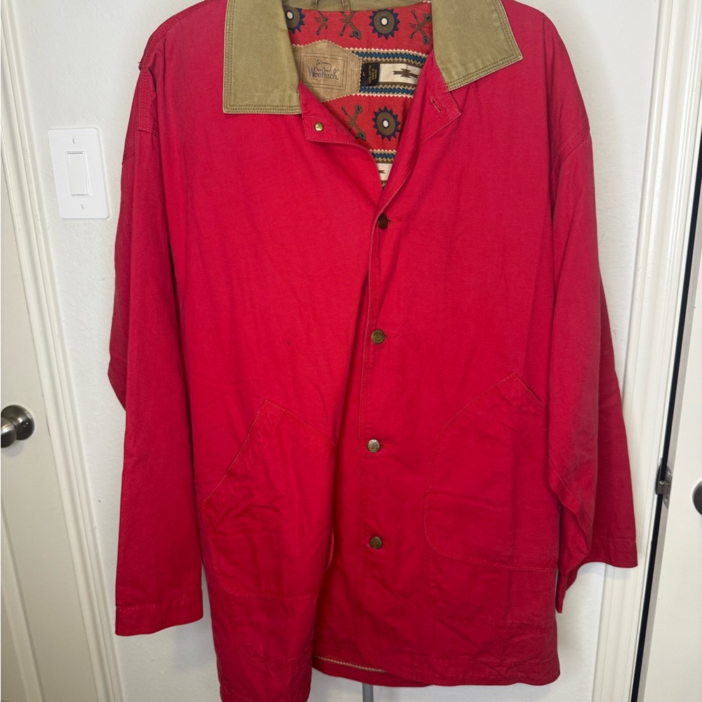 Woolrich men's Santa Fe Red Southwest Indian Lined Field Barn Coat Jacket